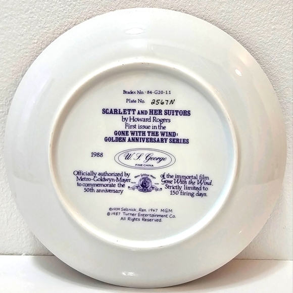 Gone with the Wind "Scarlett & Her Suitors" 1989 Plate #2567N - Picture 7 of 9